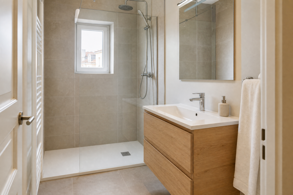 Rénovation de salle de bain à Saint-Maur-des-Fossés Salle de bain rénovée avec douche à l'italienne à Saint-Maur-des-Fossés